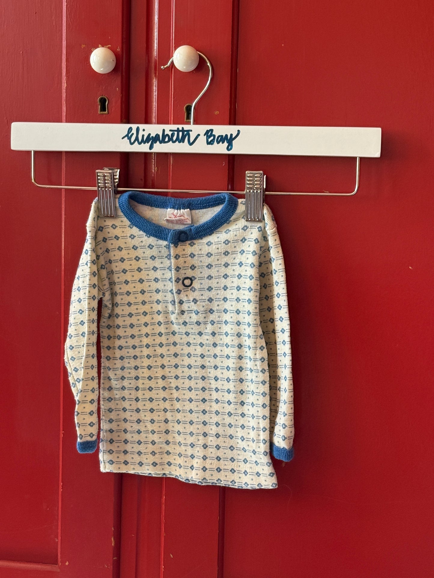 1970s Blue Thermal Henley