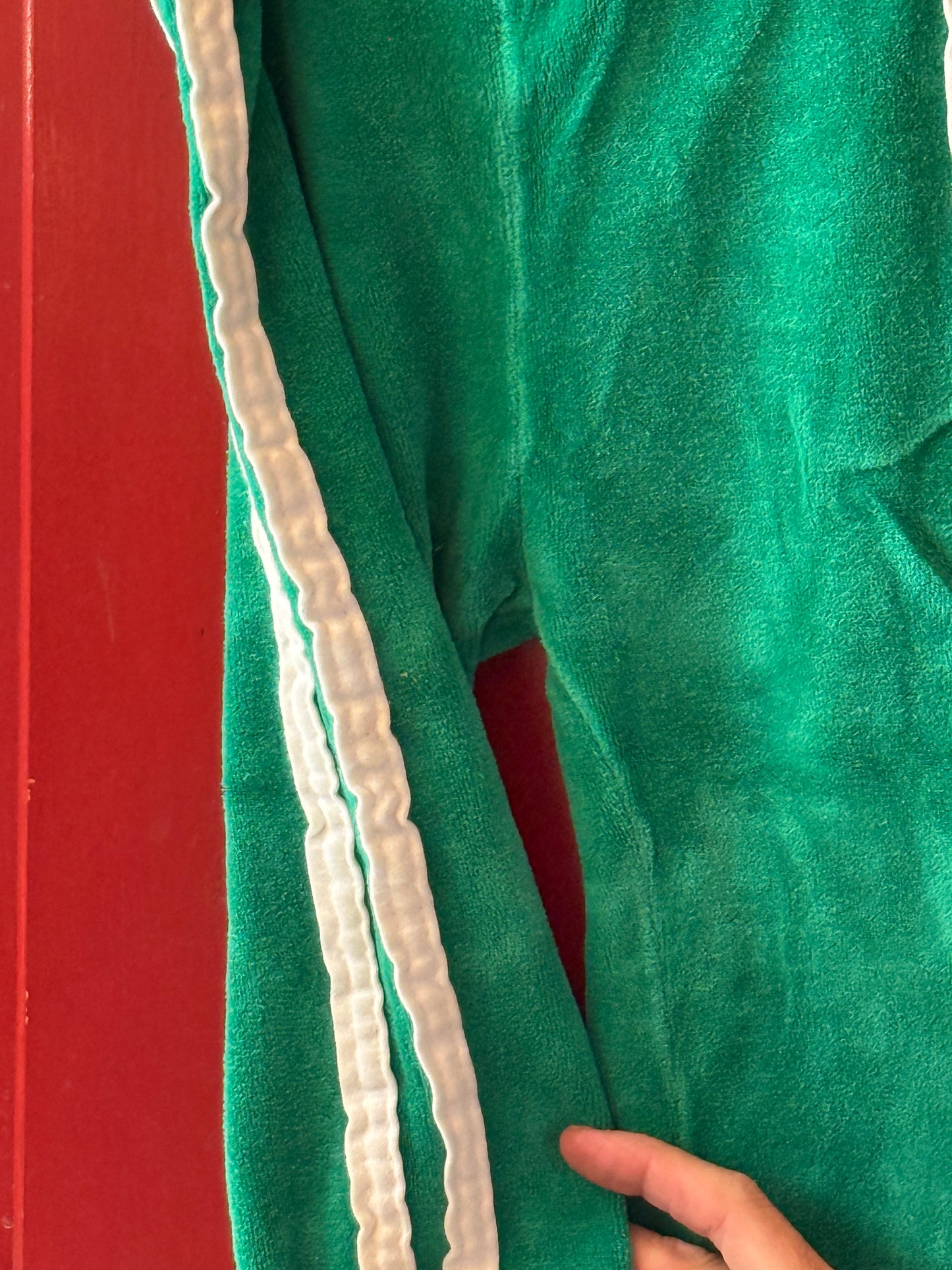 1970s Green Velour Track Pants