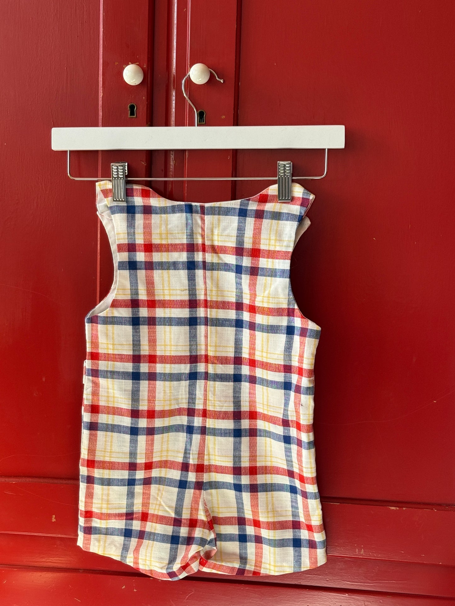 1960s Primary Plaid Romper