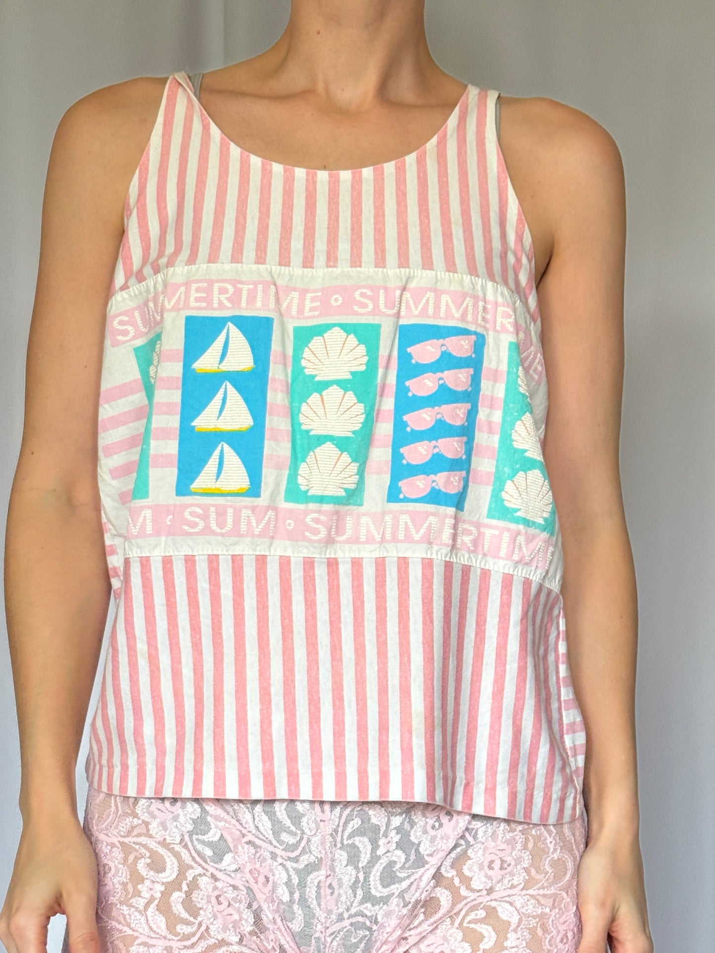 Pink Striped Tank | 80s