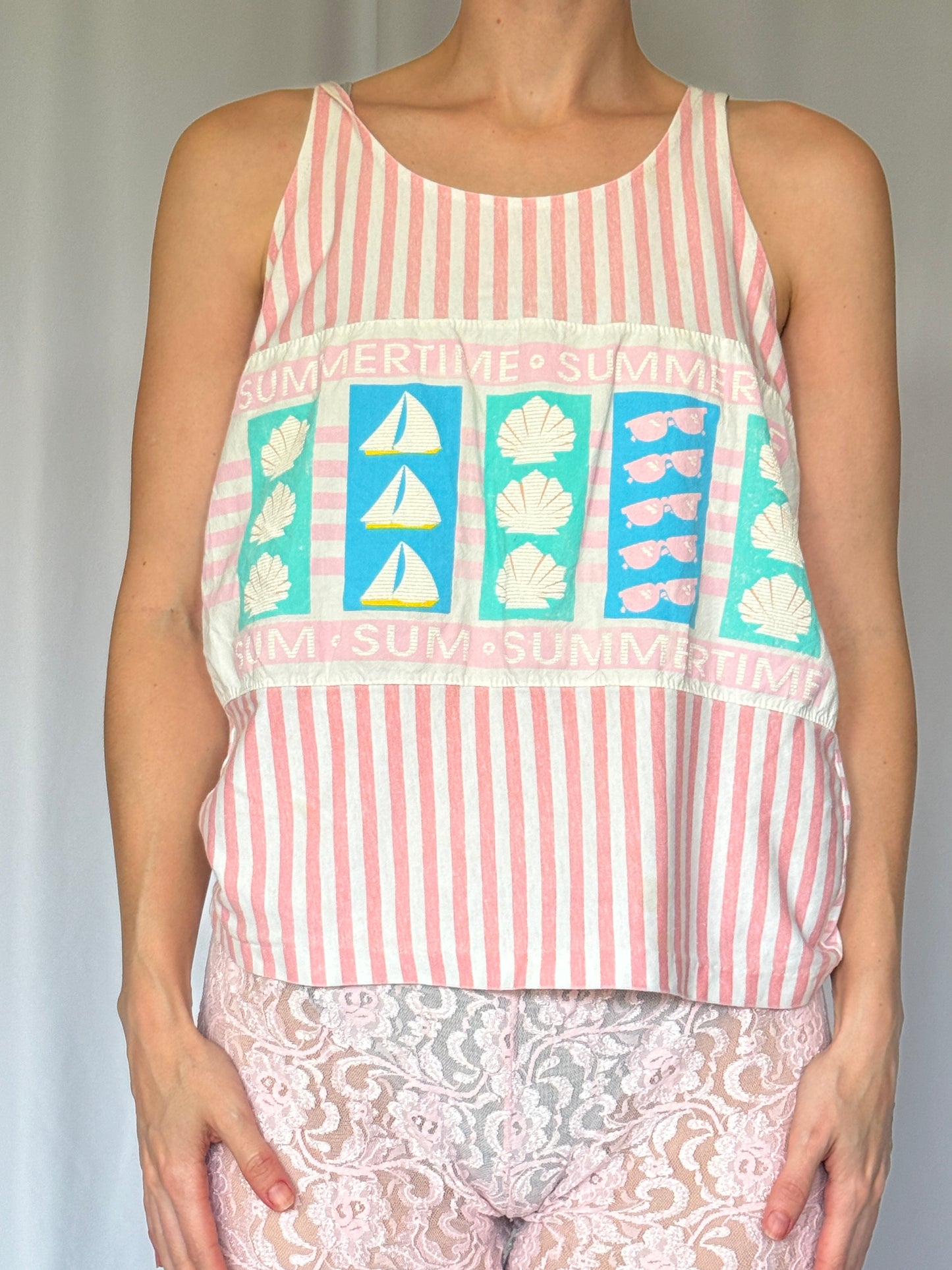 Pink Striped Tank | 80s