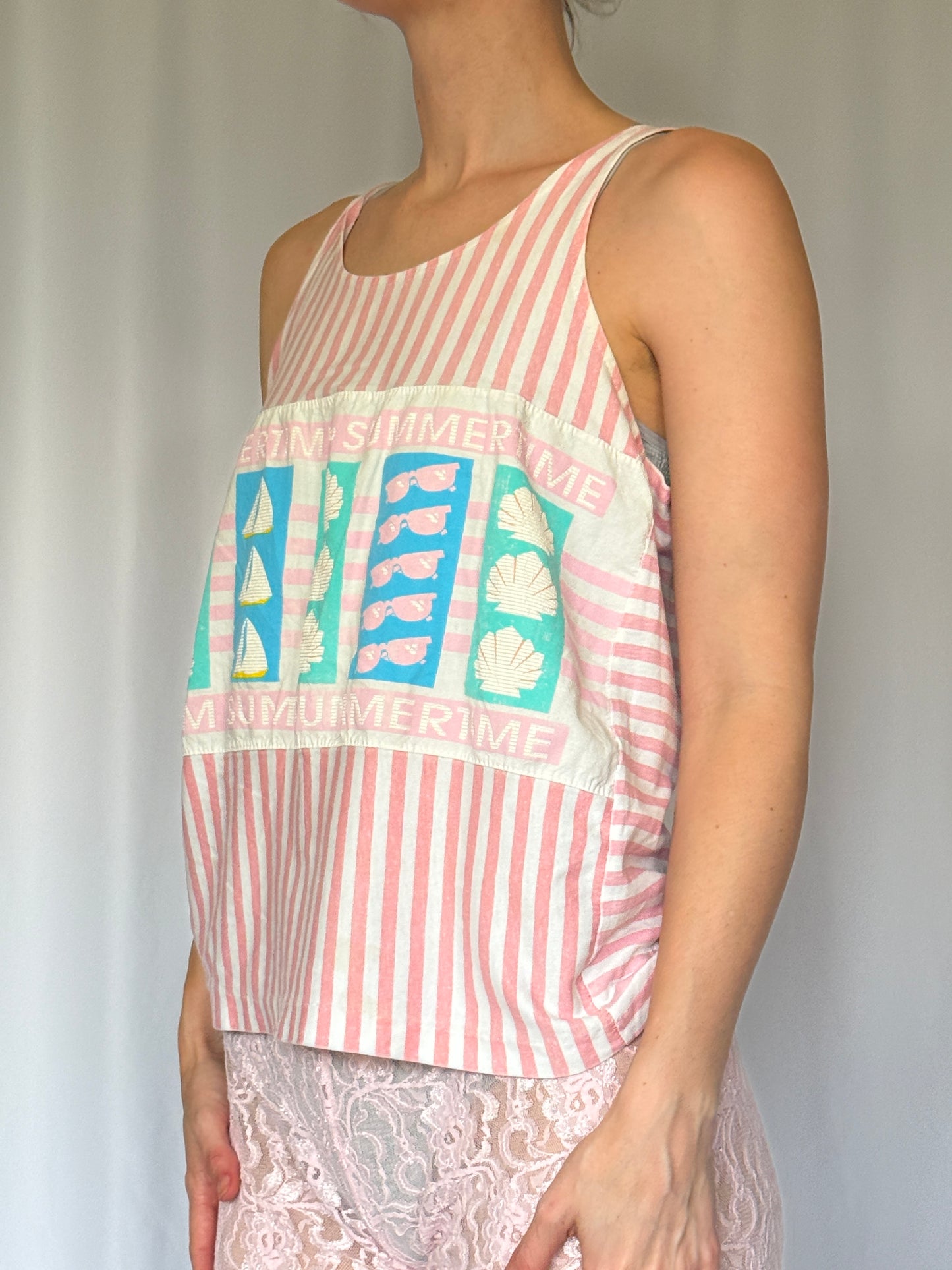 Pink Striped Tank | 80s