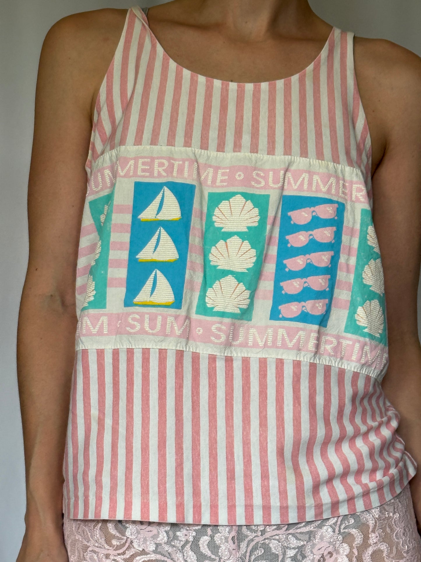 Pink Striped Tank | 80s