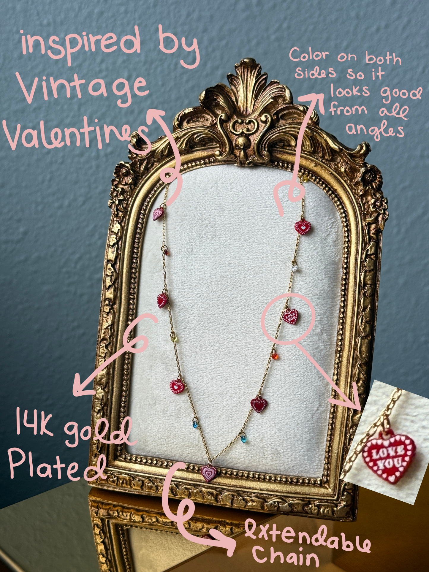 vintage valentines necklace