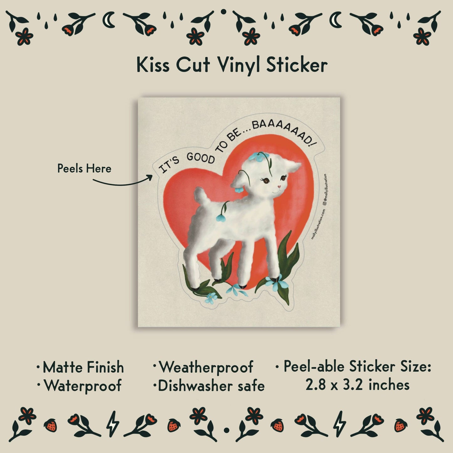 It’s Good to be Baaad Lamb Kiss Cut Waterproof Vinyl Sticker
