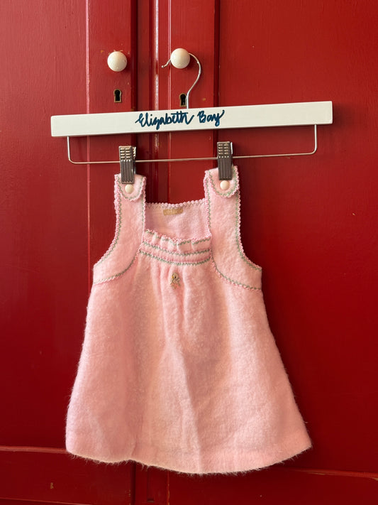 1960s Pink Fleece Pinafore Dress