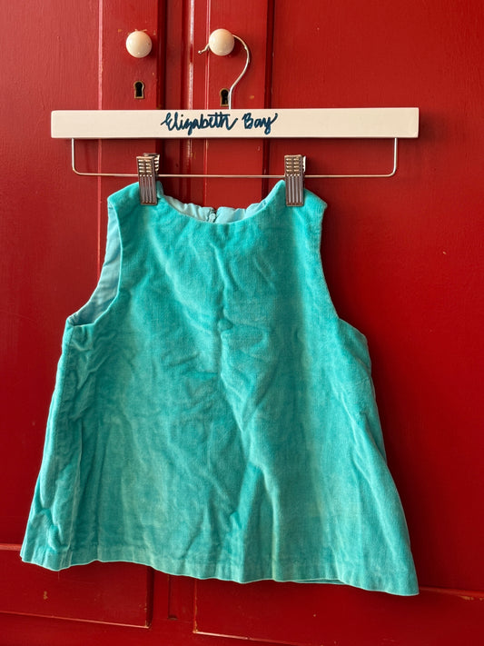 1960s Aqua Velour Shift Dress