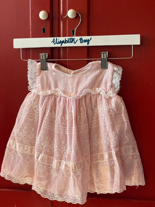 1950s Pink Eyelet Party Dress
