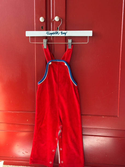 1970s Red Velvet Overalls