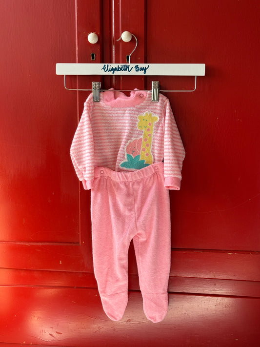 1980s Pink Giraffe Footie Set