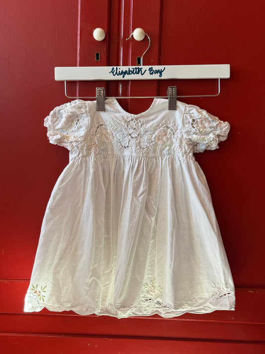 1950s Embroidered Eyelet Dress