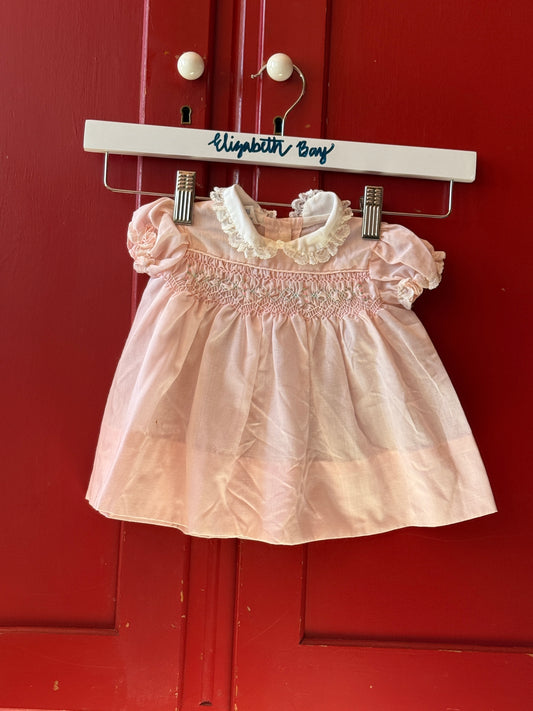 1960s Pink Smocked Dress