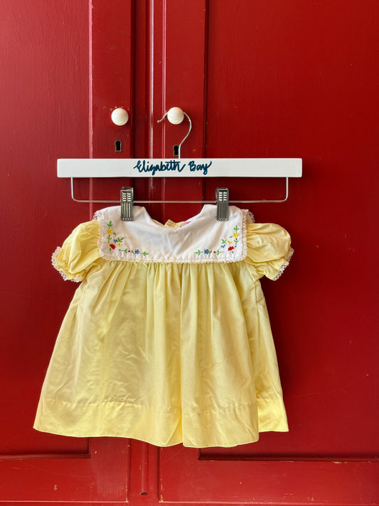 1960s Yellow Embroidered Dress