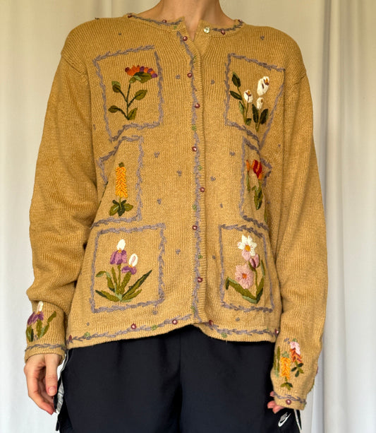 Floral Embroidery Sweater | 90s